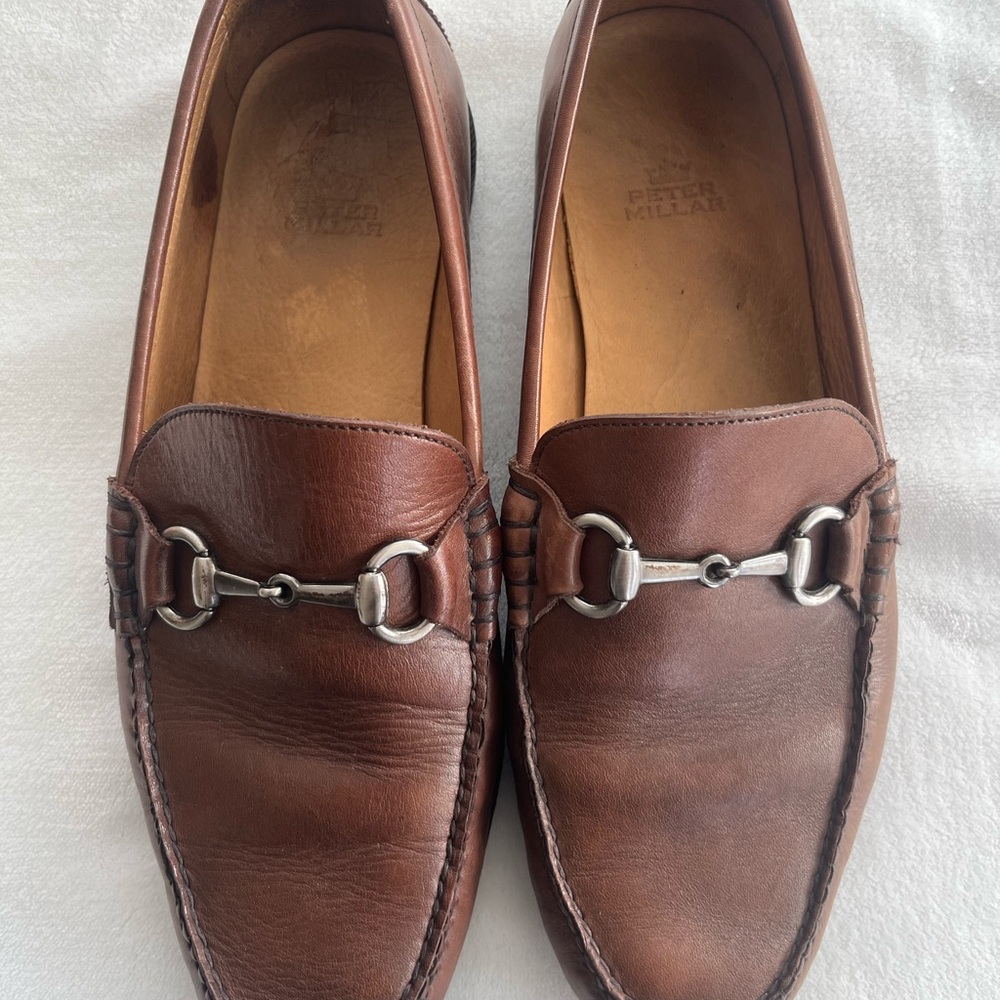 Peter Millar Chestnut Leather Slip-Ons